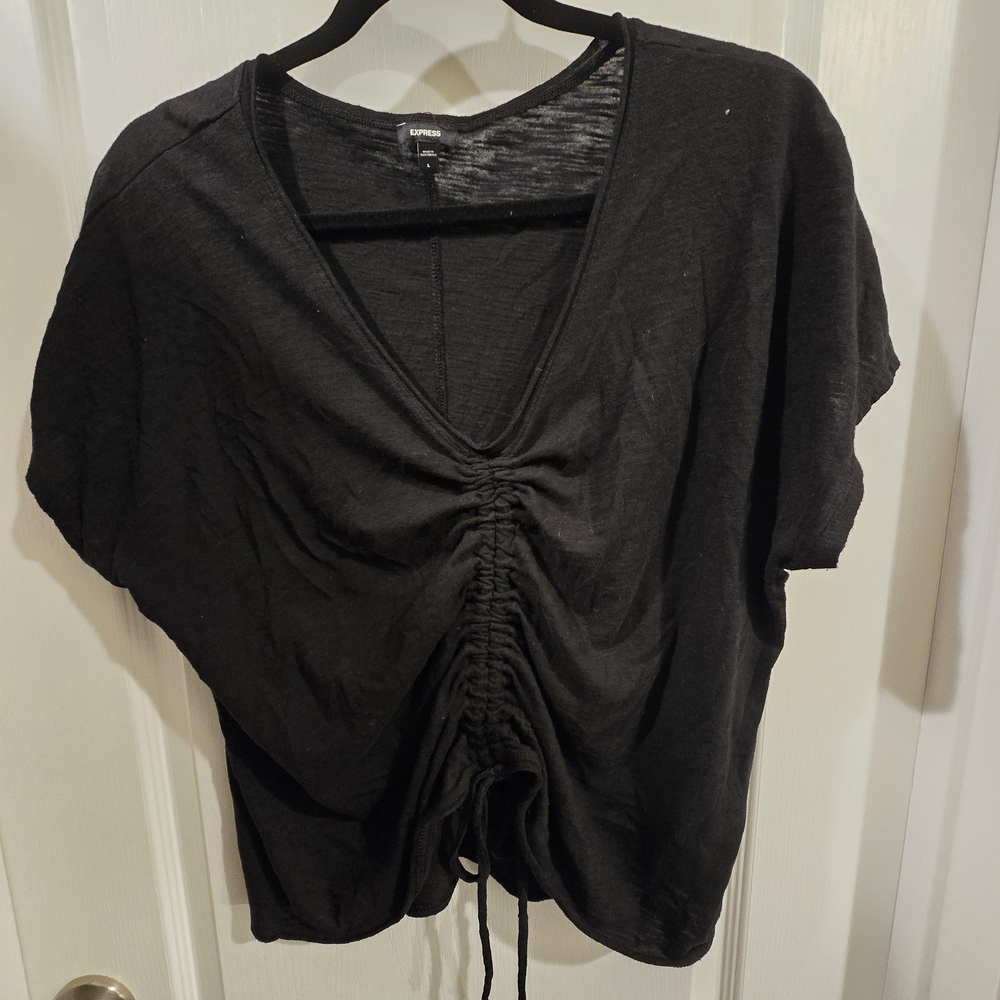 Express Women's Black Ruched Top